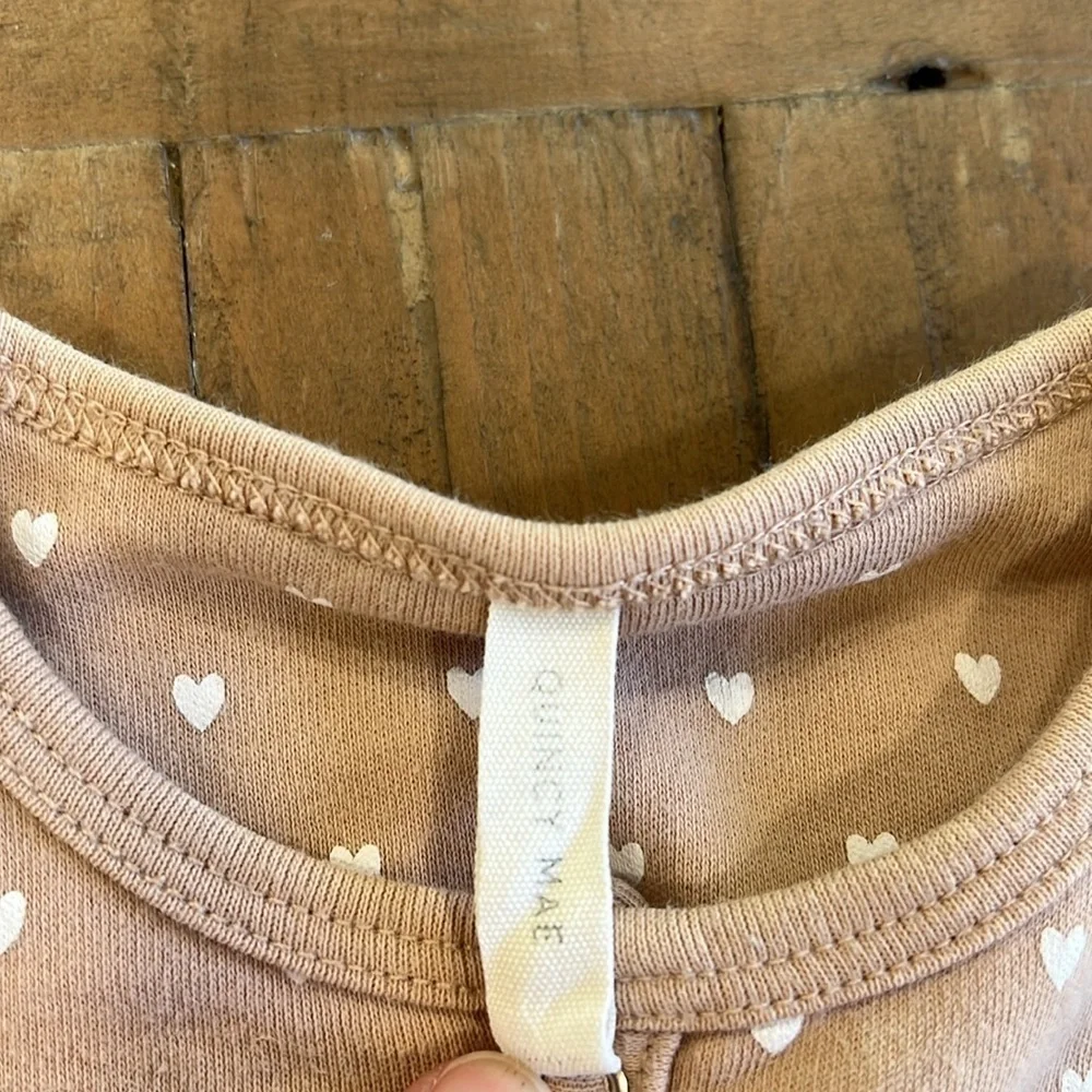 Quincy Mae neutral heart print sleeper